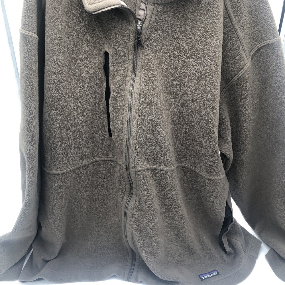 Patagonia Synchilla Mens XXL Pullover Jacket Sweater Olive Green Unique Pockets